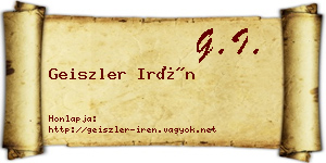 Geiszler Irén névjegykártya